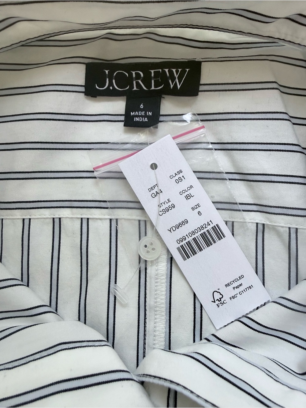 J. Crew Leighton White/Blue Striped Poplin Short Sleeve Midi Dress 6 NWT - Picture 4 of 7